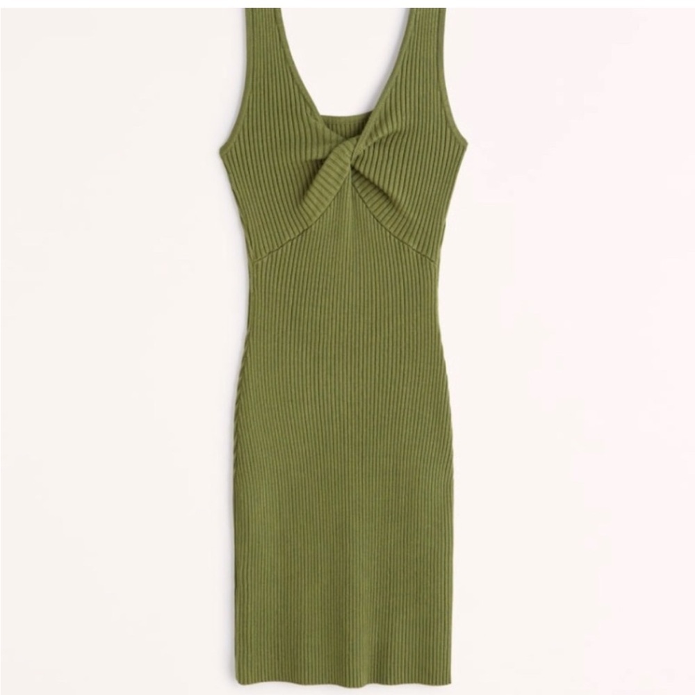 Abercrombie & Fitch Reversible Knit Ribbed Mini Dress Size Small Green Sweater - Picture 2 of 8